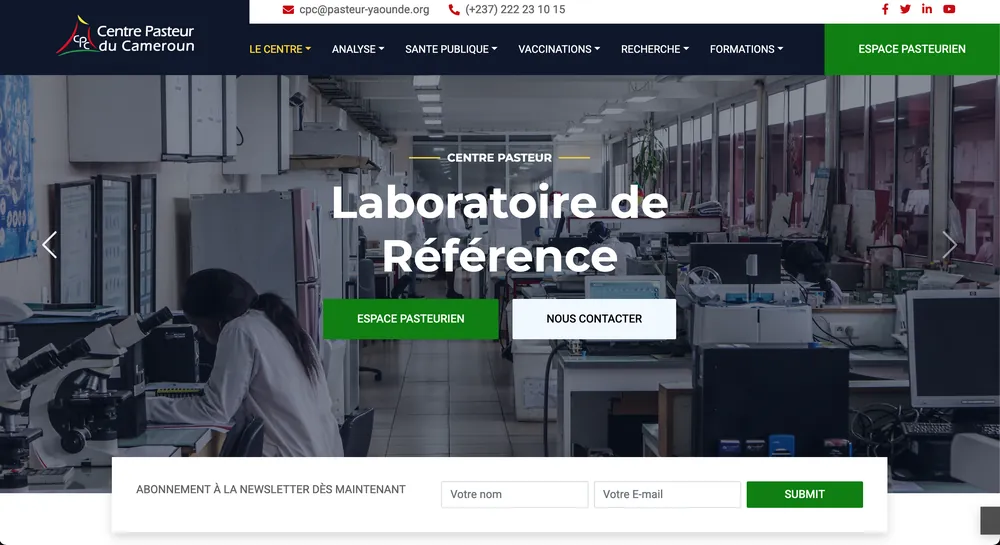 Aperçu du site du Centre Pasteur du Cameroun